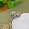 Yuhong 2024 Nuevo Estilo Yilu Retro Viejo Nuevo Patrón de Hierba Tang China Superficie de Huevo Anillo Estilo Étnico Anillo Abierto