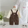 Conjunto de Macacão com Estampa de Leopardo para Bebê Primavera e Outono Estilo Coreano Macacão Duas Peças Marca da Moda Macacão para Bebê