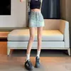 Falda de Mezclilla Retro Estilo Hot Girl Línea A para Mujer, Nueva Falda Pantalón Corta de Primavera/Verano de Cintura Alta Talla Grande Adelgazante que se Ajusta a la Cadera para Damas de Tallas Grandes
