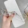 Gafas de Lectura sin Montura Doradas de Moda Ultraligeras Anti-Luz Azul, Gafas de Lectura a la Moda Que Te Hacen Ver Más Joven, Gafas para Presbicia de Alta Definición con Envío Gratis