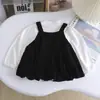 Vestido para niña Primavera y Otoño Nuevo Elegante Moderno Princesa Dos piezas Elegante Lazo Traje de Otoño