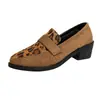 Comercio Exterior Transfronterizo 2026 Nuevos Mocasines Estampado de Leopardo para Mujer Retro Ante Tacón Grueso Slip-ons Versátiles Zapatos Planos de Moda