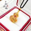 Loja de Ouro Mesmo Estilo Antigo Esmalte Dourado Videira Roxa Cabacinha Pingente, Novo Estilo Chinês Pingente Cabacinha Ruyi Corrente para Suéter