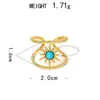 Anillo de Acero Inoxidable de Venta Caliente Transfronterizo Chapado al Vacío Europeo y Americano Oro de 18K Ojo Radiante Turquesa Pulsera Abierta