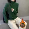 Nova Blusa Base Estilosa para Mulheres, Top Outono e Inverno que Reduz a Idade, Gola Alta Color-Blocking, Design Falso de Duas Peças, Manga Longa Térmica