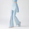 Calça de Yoga para Mulheres, Estilo Fino de Verão com Cortina no Bumbum, Falsa Peça Dupla, Tamanho Grande para Mulheres Cheinhas, Treino de Quadril para Pilates, Conjunto Esportivo Fitness