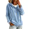 Top Elegante de Terciopelo Dorado Color Sólido con Capucha y Mangas Largas para Mujer Otoño e Invierno