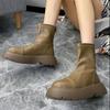 Botas Martins con Cremallera Trasera para Mujer Otoño 2022 Nuevas Botas Individuales Suela Gruesa Aumentadas Todo Combinable Estilo Británico Botines