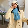 Bufanda de Lana Tejida de Color Sólido Estilo Coreano para Otoño e Invierno, Bufanda Pequeña Dulce y Cálida con Etiqueta de Estudiante Nuevo Coreano