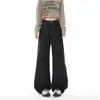 Jeans Acampanados Casuales de Pierna Ancha Estilo Americano 2026 Otoño Transfronterizo Nicho Cintura Alta Sueltos Adelgazantes Rectos Negros
