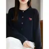 2026 Primavera Otoño Nuevo Estilo Coreano Decoración de Caballo Pequeño Tridimensional Cárdigan de Punto Prendas de Abrigo Suéter Top Talla Grande para Mujer Tendencia