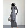 Vestido Sudadera American Pure Desire Otoño e Invierno, Vestido Femenino que Cubre la Cadera hasta la Rodilla, Falda Larga Base de Manga Larga con Capucha para Chica Atrevida