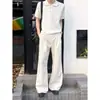 Pantalones de traje para hombre de nuevo estilo, pantalones de pierna ancha modernos y elegantes, de cintura alta, corte holgado y con buena caída
