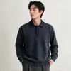 Moletom gola alta de luxo leve, estilo retrô americano para homens, nova coleção outono/inverno 2026, modelagem solta, manga longa, top de malha para usar como base