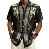 Camisa jacquard vintage transfronteriza, nuevo diseño de verano, camisa de manga corta