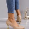 Sapatos Versáteis de Couro Macio da Moda 2025 Verão Novo Salto Agulha Sexy Bico Fino Elegante Temperamento de Irmã Real Salto Alto para Mulheres