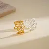 Anillo Abierto de Flor Hueca de Circonia Estilo Metal Europeo y Americano, Moda Transfronteriza, Anillo Sencillo y Compacto para Dedo Índice, Joyería de Alta Gama