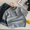 Suéter de Manga Corta de Punto para Niños Bangcheng 2026 Verano Nuevo Color Sólido Redondo Pulóver Ropa de Verano Elegante para Niños