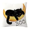 La Serie de Halloween Más Popular de Amazon Funda de Almohada de Lino Calavera Calabaza Fantasma Blanco y Negro Estampado Cojín Cojín para Sofá