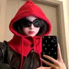 Gorro pasamontañas coreano para mujer, gorro de invierno cálido con calentador de cuello integrado, estilo para parejas, gorro de punto de lana que protege las orejas