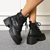 Botas Martin de color metálico transfronterizas para mujer, con correas de hebilla, cremalleras laterales, suelas gruesas, tacones gruesos y un diseño inspirado en la ropa de trabajo; botines cortos para mujer al por mayor