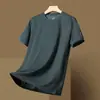 Camiseta masculina de manga curta, malha de seda gelada de verão, meia manga, casual, tamanho grande, camiseta masculina solta de secagem rápida