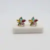 Brincos Novos de Venda Quente Transfronteiriços, Brincos Brilhantes de Flor de Cinco Pétalas Modernos e Exquisitos, Brincos Femininos Elegantes e Versáteis Atacado