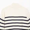 Ins atacado de roupas femininas estilo europeu e americano transfronteiriço outono novo estilo para o trabalho suéter de tricô listrado com zíper retrô 5536032
