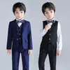 Conjunto de Terno para Meninos Novo Listrado Estiloso Terno Infantil Roupa para Apresentação de Anfitrião Menino do Piano Menino das Flores Roupa Formal