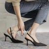 Sandalias de punta estrecha y boca baja para mujer, zapatos de tacón alto sexys de aguja, de color liso, fáciles de combinar, primavera 2025