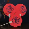 Abanico Rojo de Año Nuevo con Papel Grueso para Caligrafía, Abanico de Caligrafía Estilo Chino, Abanico Festivo con Purpurina Dorada, Abanico de Atrezo para Fotos del Festival de Primavera