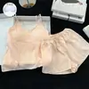 Nuevo Camisola de Algodón Nube con Sujetador Incorporado Pijama Conjunto de Dos Piezas Shorts Sencillos de Verano Ropa de Dormir Transpirable