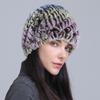 Chapéu de pele feminino de inverno transfronteiriço, chapéu trançado de cabelo de coelho rex, chapéu de abacaxi espiral de cabelo de coelho, chapéu quente e espesso