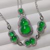 Fabricante Vende Pendientes de Calabaza de Calcedonia Verde Natural, Nuevos Pendientes de la Fortuna Estilo Chino, Pendientes Chapados en Plata y Joyería Tradicional Estilo Chino