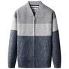 Tendência de Moda Masculina Outono e Inverno 2025 Combinação de Cores Jaqueta Suéter Casual com Gola Baseball Jaqueta Aveludada Jaqueta