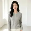 Casaco Cardigan Suéter de Tricô Feminino, Gola Redonda, Manga Longa, Novo Outono/Inverno Solto Emagrecedor Suéter de Tricô Trançado