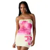 Comercio Exterior Transfronterizo Europeo y Americano 2025 Verano Sexy Mujer Top de Tubo Estampado Floral Vestido Corto Ajustado a la Cadera Venta al por Mayor