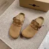 Sandálias Meias Slip-On Estilo Birkenstock para Mulheres, Novidade Tendência Primavera 2025, Dupla Utilização, Sola Grossa, Sandálias Fechadas no Dedo Estilo Japonês