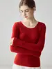 Super valoriza a silhueta, novo suéter de outono 100% cashmere para mulheres, gola redonda, caimento justo, suéter de malha fina para usar como base, que afina a silhueta