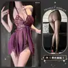 Lencería sexy Hemei, sin espalda, seductora, malla transparente, ardiente, transparente, cuello halter de mariposa, camisón con tirantes, ropa de dormir, uniforme de puro deseo