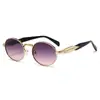 Gafas de Sol Ovaladas Nuevas Transfronterizas para Mujer, Gafas de Sol de Metal de Alta Gama con Montura Pequeña para Hombre, Gafas de Moda Europea y Americana para Fotografía Callejera