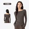 Tops de Ropa de Yoga de Modal Procesada y Personalizada para Mujer, Versátil Aspecto Adelgazante Ropa Deportiva de Manga Larga Suave Transpirable Ropa de Fitness Camisetas