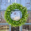 1 Pieza Corona de Flores Artificiales para Exteriores, Hojas Verdes Exuberantes + Gipsofila Rosa, Corona Floral Artificial de Primavera Verano para Puerta, Corona de Follaje Artificial Hecha a Mano para Puerta Principal, Ventana, Decoración Interior Exterior, Guirnalda Artificial Rústica de Granja Colgante