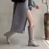 Botas de moda de cuero suave 2026 estilo coreano, punta cuadrada simple, hasta la rodilla, para mujer, estilizan y son versátiles, botas altas
