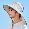 Xale de Sol Infantil de Verão Chapéu de Sol Proteção Solar de Pescoço Desenho Animado Chapéu de Sol Dobrável para Uso Externo com Aba Larga para Meninos e Meninas
