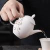 Tetera de porcelana blanca Dehua Suet Jade, juego de té individual con flor grande, juego de té de alta gama, tetera de cerámica