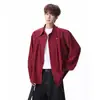Chaqueta Camisa Plisada de Corte Holgado y Diseño Versátil, Camisa de Manga Larga Estilo Americano para Hombre con Remaches, Adecuada para Parejas, Primavera y Otoño
