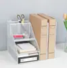 Soporte para libros de malla de hierro metálico, organizador de archivos de tres y cuatro capas, portadocumentos, bandeja de archivo de hierro para oficina