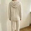 Otoño/Invierno 2026 Amazon Europeo y Americano Transfronterizo Conjunto Casual de Pantalones Largos con Capucha Sueltos de Canalé para Mujer
