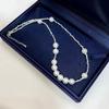 Collar de Perla Natural y Fragmentos de Plata para el Día de la Madre para Mujer, Cadena de Cuello Versátil de Estilo Nuevo de Lujo Ligero de Nicho